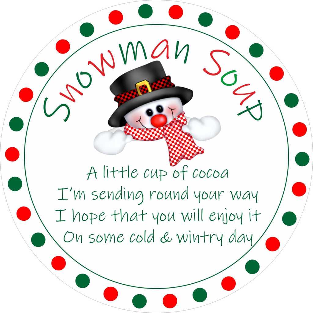 33 Snowman Soup Christmas Stickers, Labels, Seals, School Fundraiser,Cones