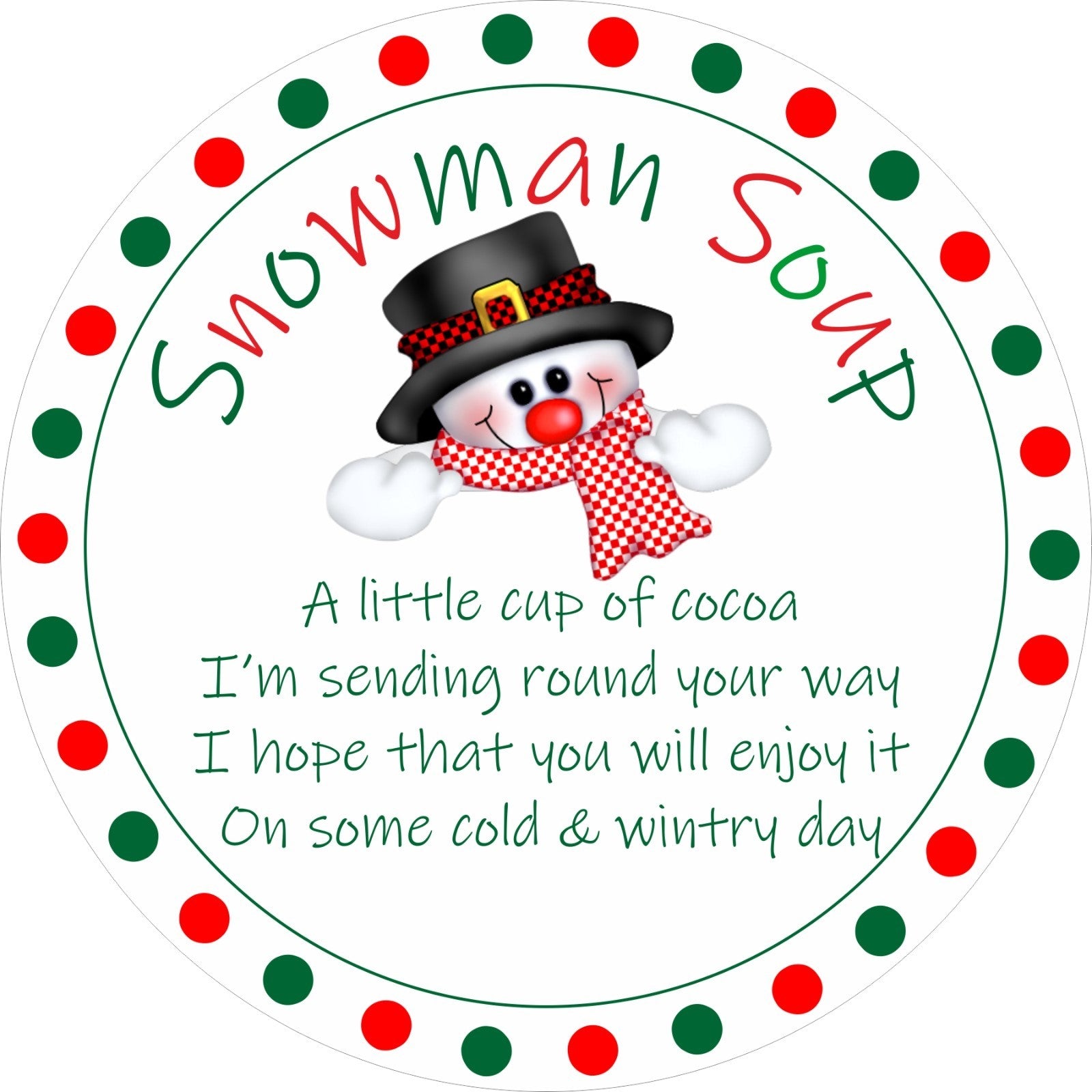 33 Snowman Soup Christmas Stickers, Labels, Seals, School Fundraiser,Cones