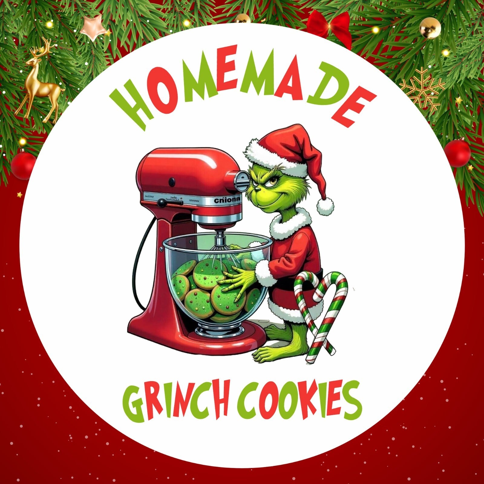 39 Christmas Grinch Cookie Baking Labels Cookie Stickers ,gift, stocking filler