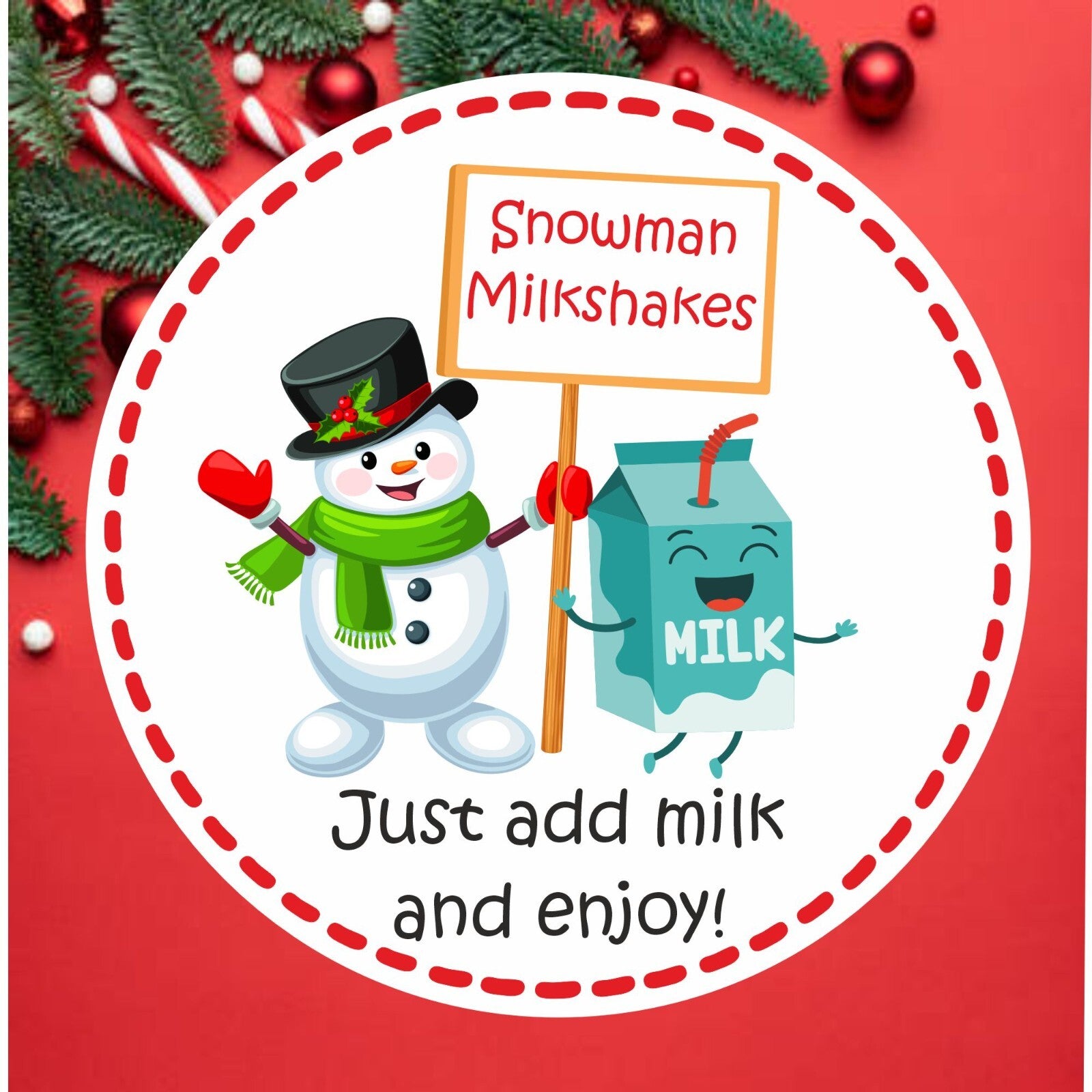 39 Snowman Milkshake Christmas Stickers, Labels,Cones,Stocking filler,classroom