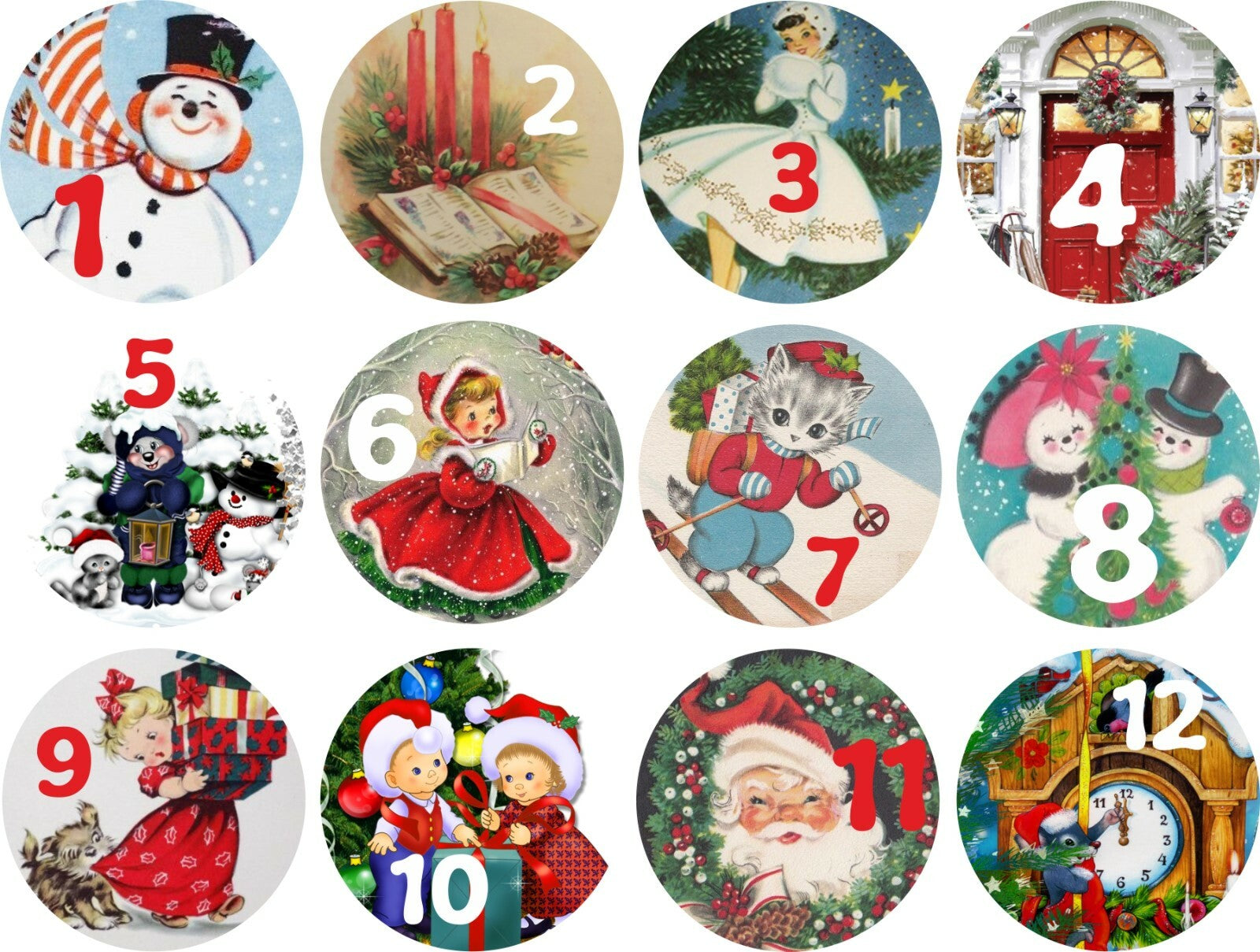 24 Traditional Advent Calendar Stickers & 24  Bags for  Boys or Girls Christmas