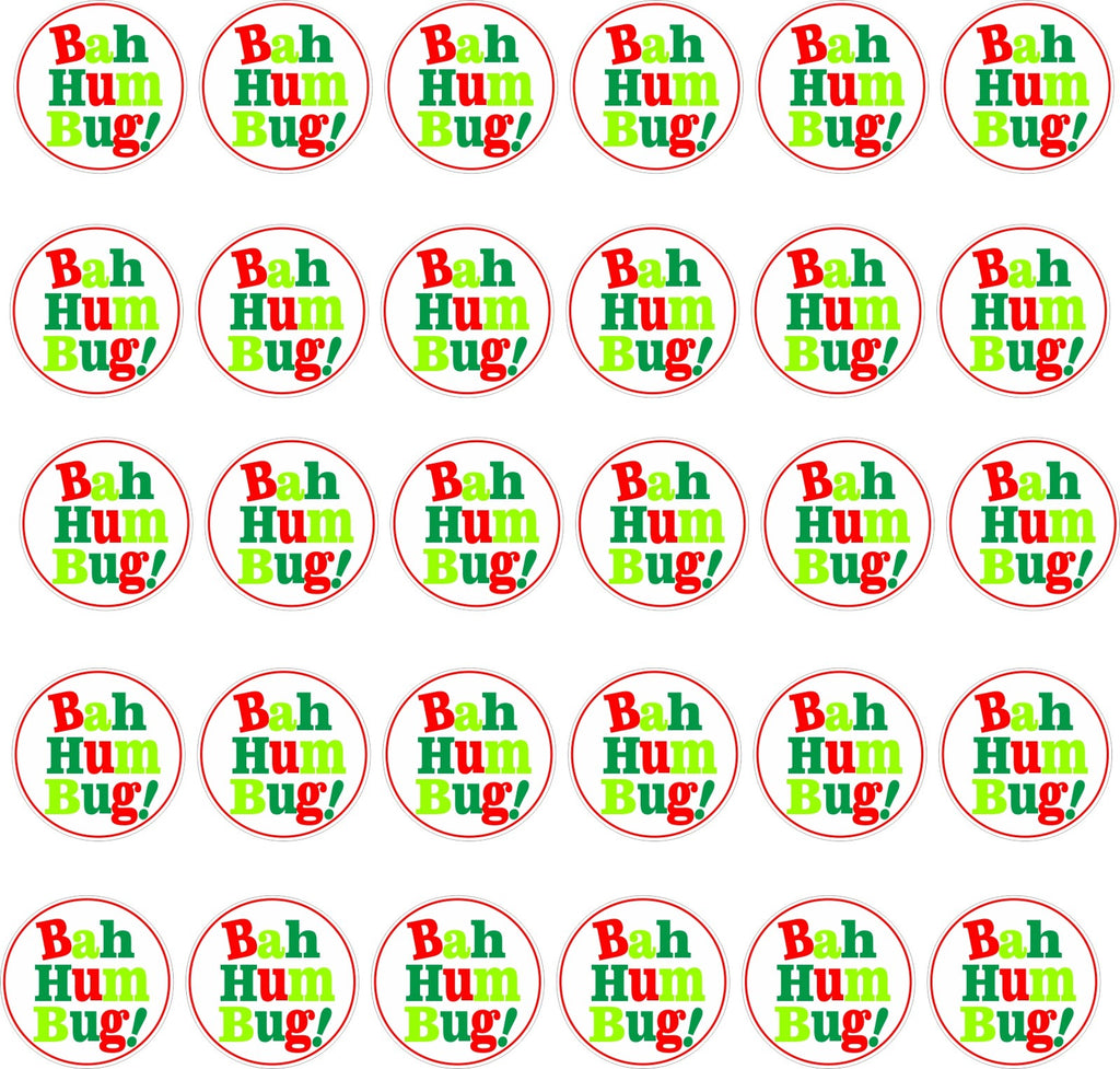 30 Bah Humbug Novelty Vinyl Stickers for Christmas Scrooges fun Labels for xmas