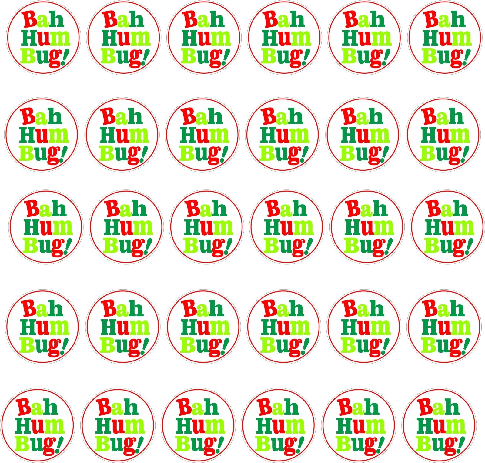 30 Bah Humbug Novelty Vinyl Stickers for Christmas Scrooges fun Labels for xmas
