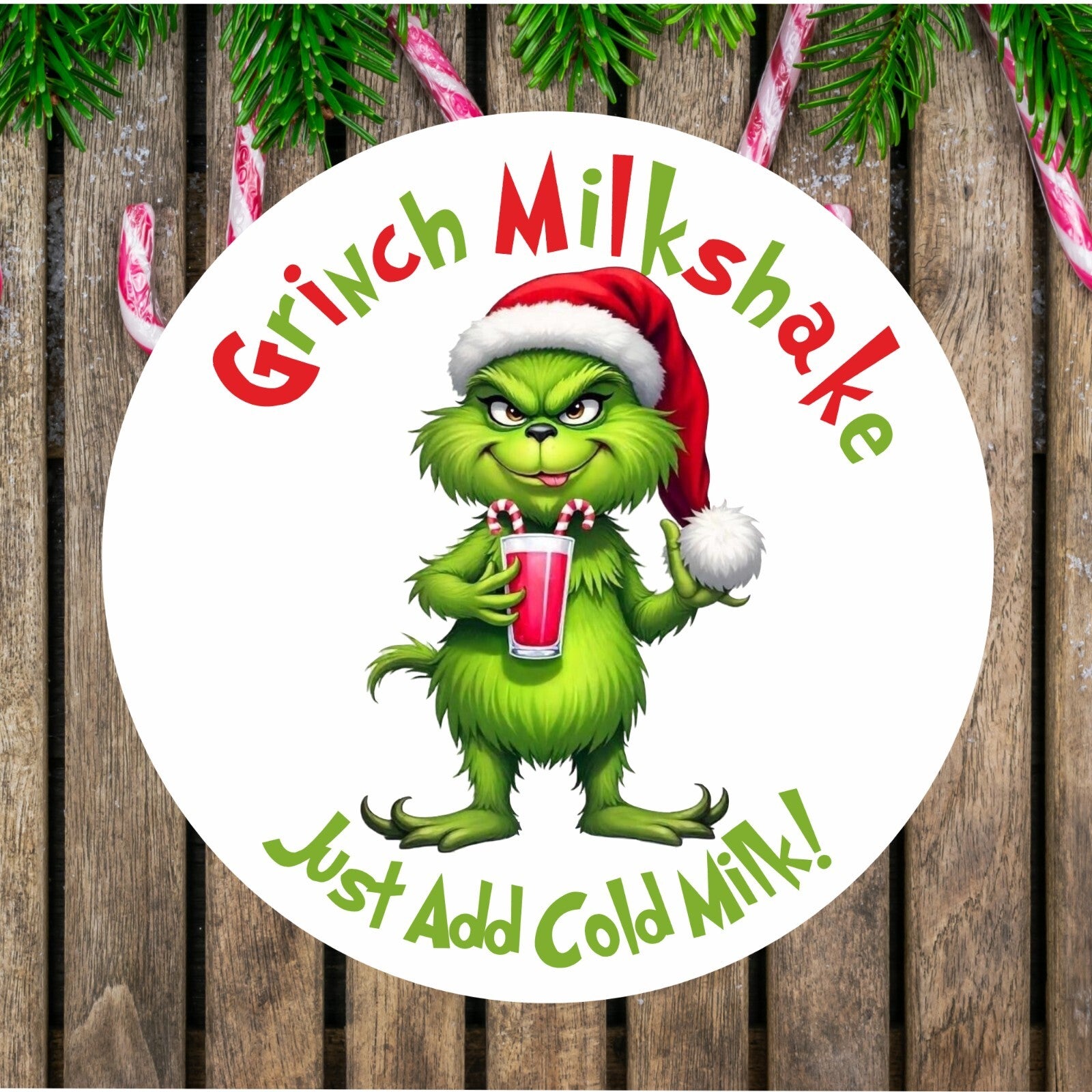 Grinch Christmas Milkshakes labels/stickers perfect for sweet cones, bags