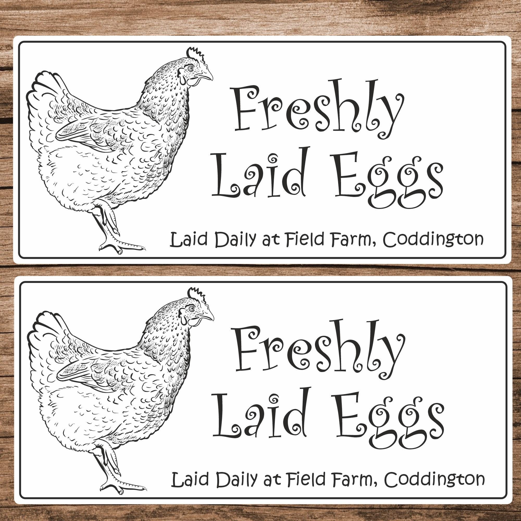 34 Personalised Egg Box Stickers/Labels  Freshly Laid Eggs /Laid Daily / any name or address printed