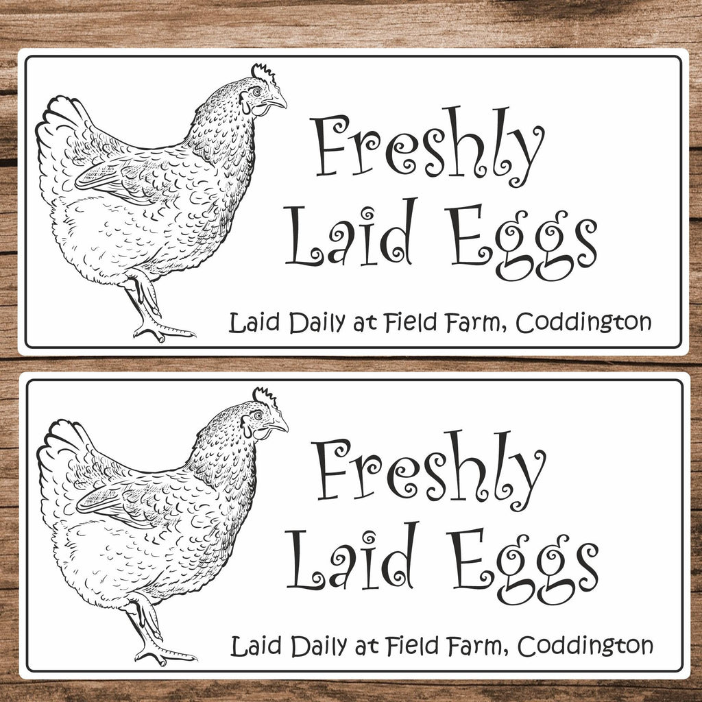 34 Personalised Egg Box Stickers/Labels  Freshly Laid Eggs /Laid Daily / any name or address printed