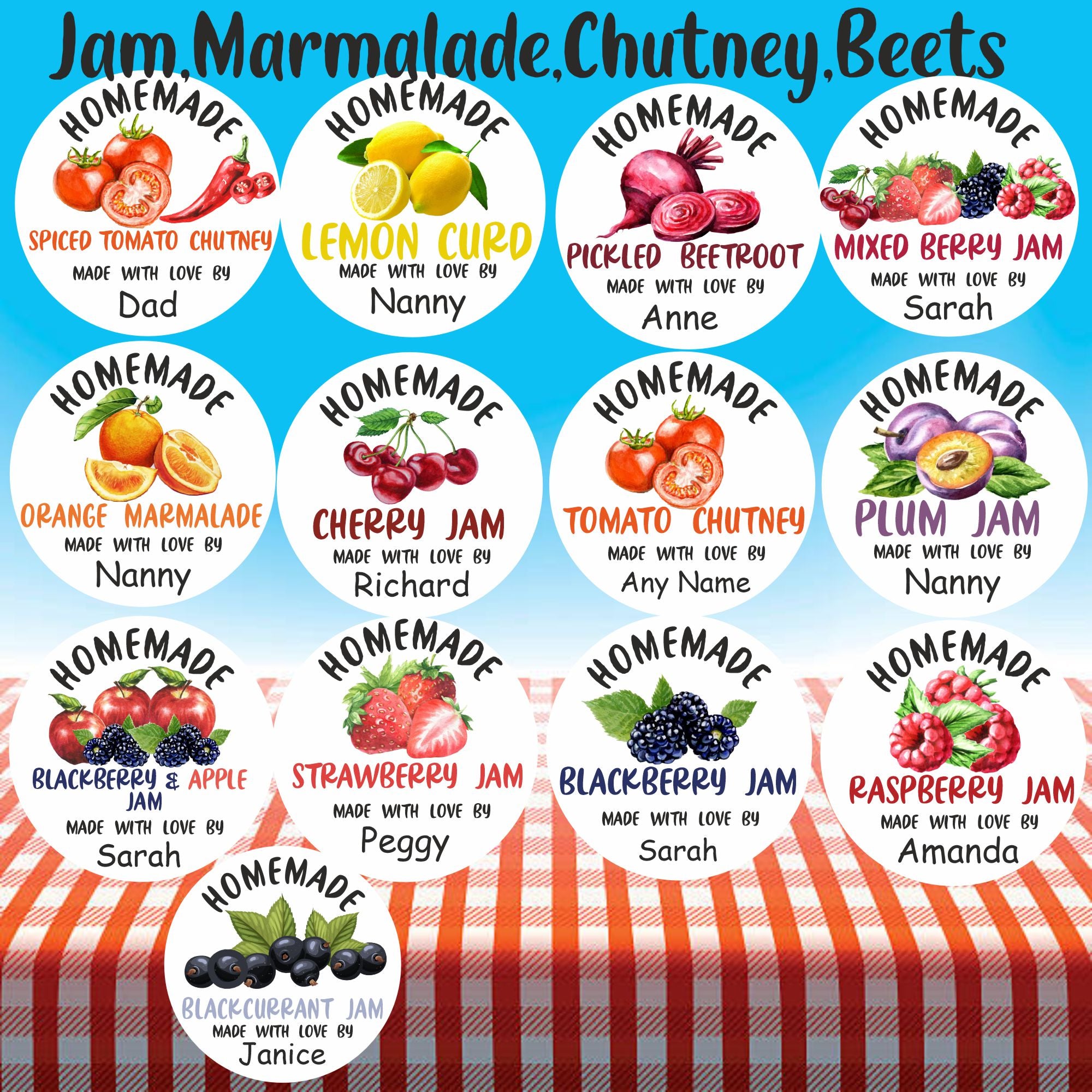 39 Personalised Lemon Marmalade Jar Labels, Stickers