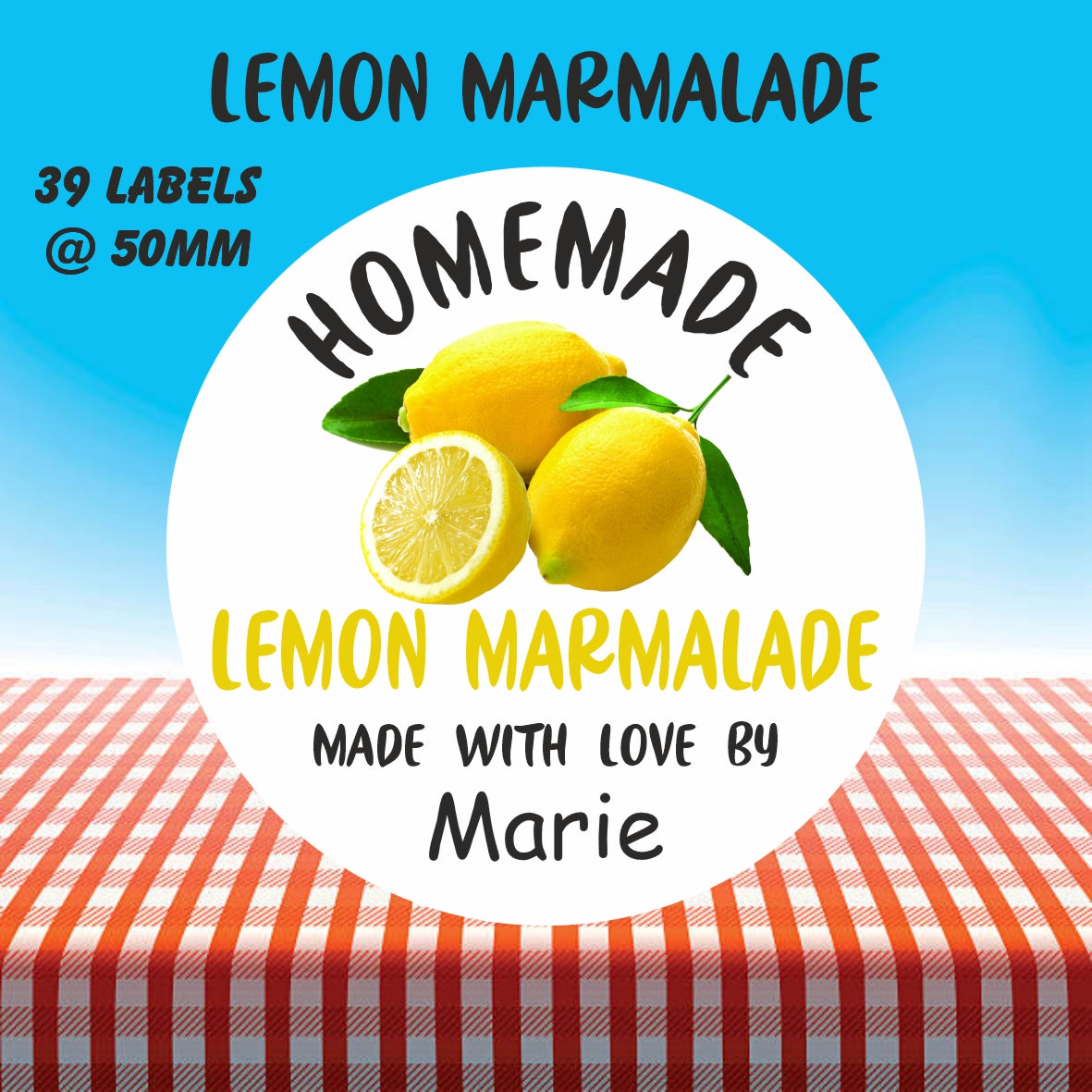 39 Personalised Lemon Marmalade Jar Labels, Stickers