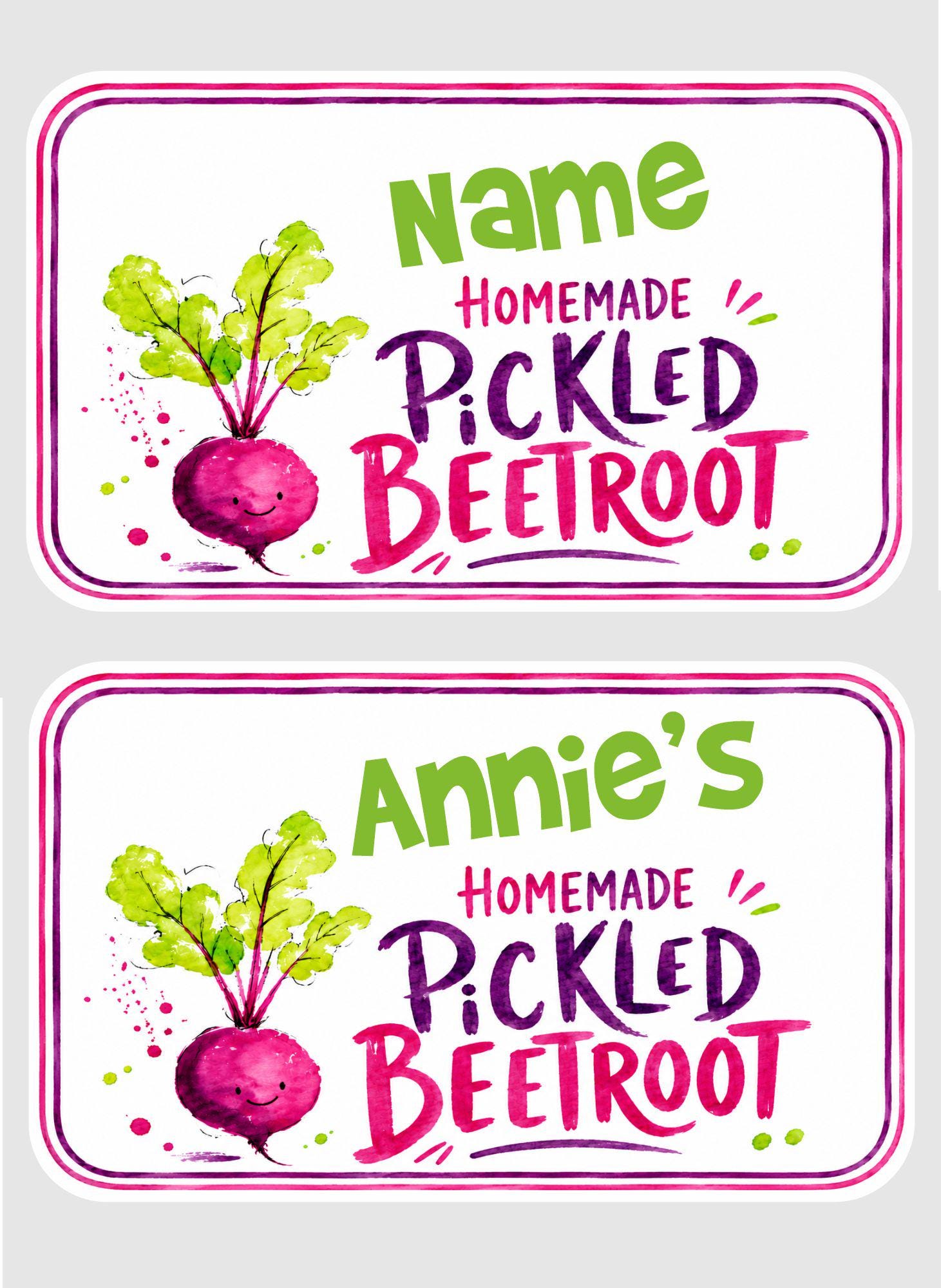 Personalised Pickled Beetroot Labels – Gloss Vinyl Stickers (95 x 58mm)