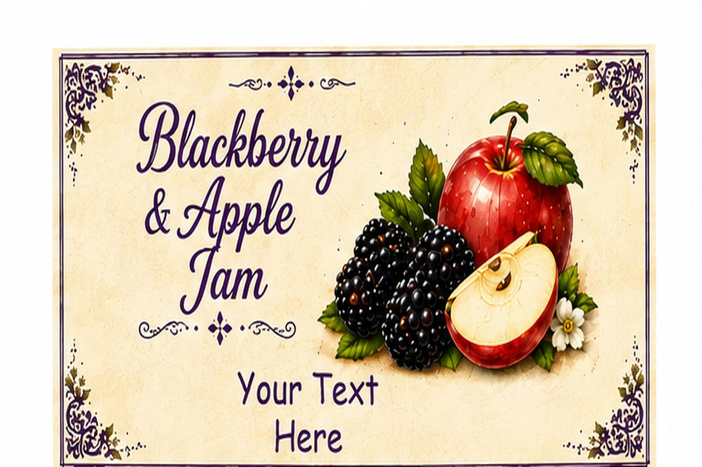 Personalised BlackBerry & Apple Jam Labels, 21 Premium Gloss Vinyl Stickers, 95 x 57mm