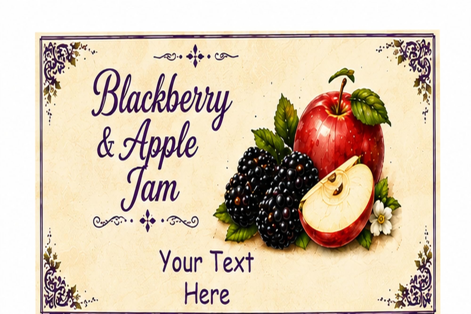 Personalised BlackBerry & Apple Jam Labels, 21 Premium Gloss Vinyl Stickers, 95 x 57mm
