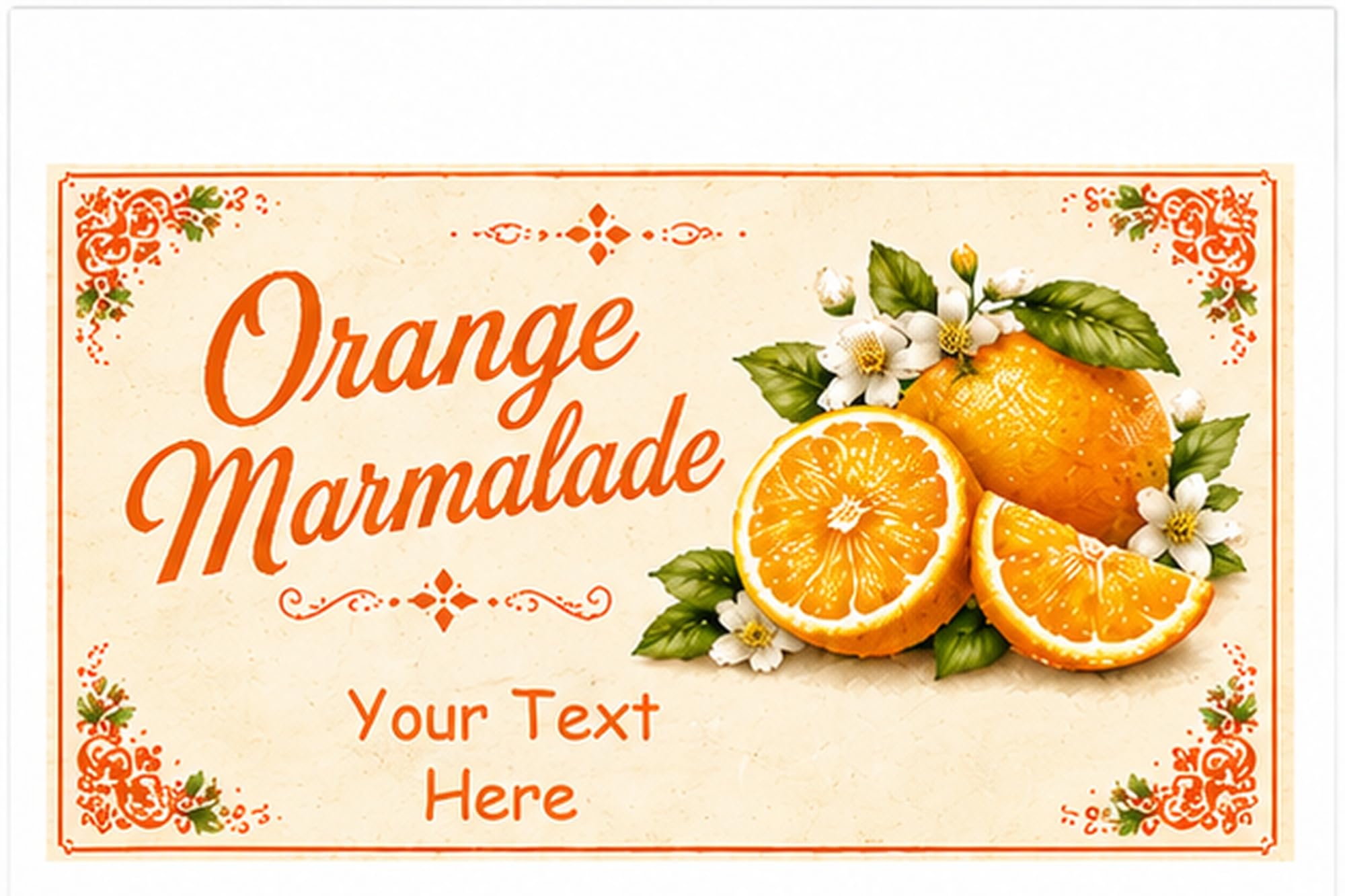 Personalised Orange Marmalade Labels, 21 Premium Gloss Vinyl Stickers, 95 x 57mm
