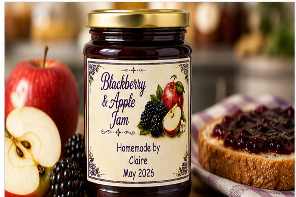 Personalised BlackBerry & Apple Jam Labels, 21 Premium Gloss Vinyl Stickers, 95 x 57mm