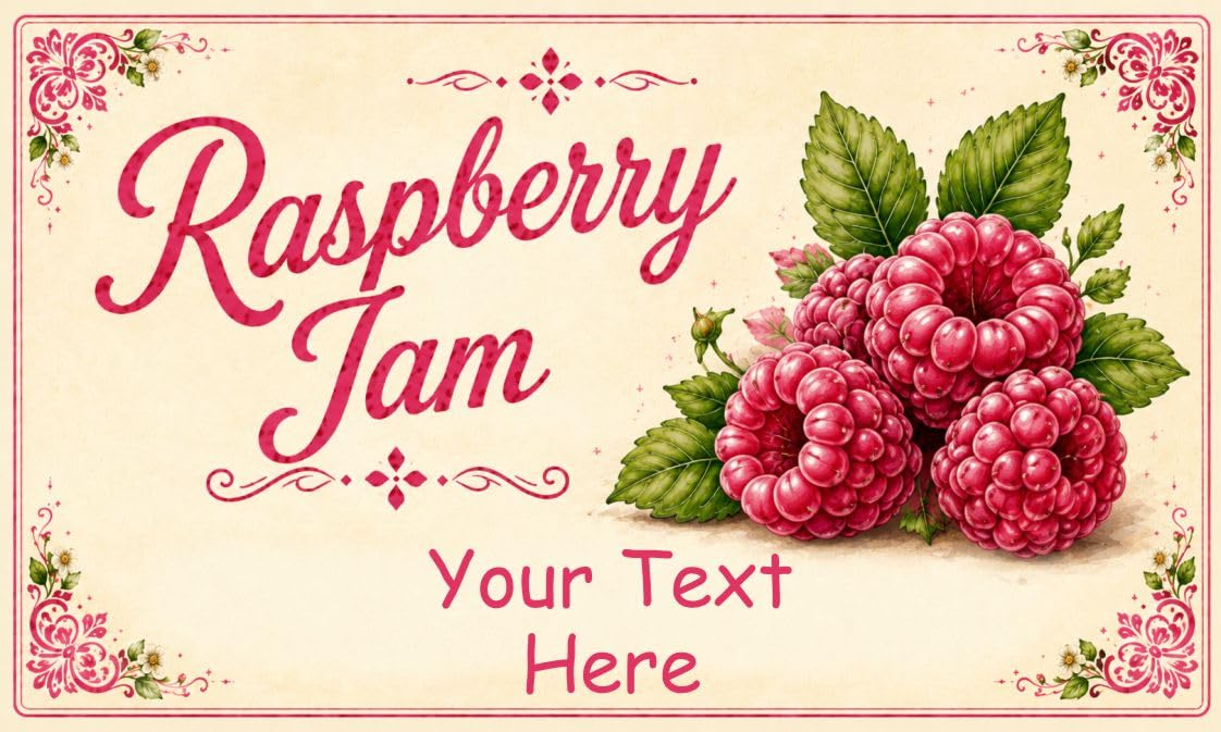 21 Personalised Raspberry Jam Labels