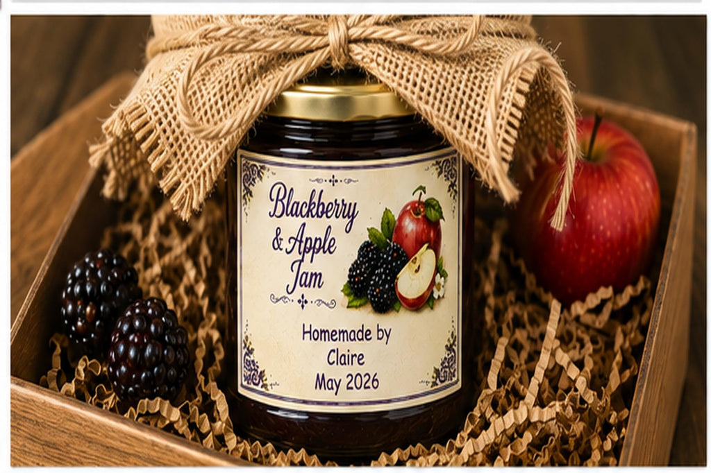 Personalised BlackBerry & Apple Jam Labels, 21 Premium Gloss Vinyl Stickers, 95 x 57mm