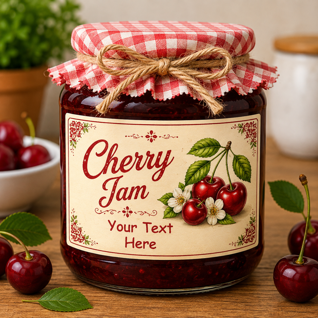 21 Personalised Cherry Jam Labels