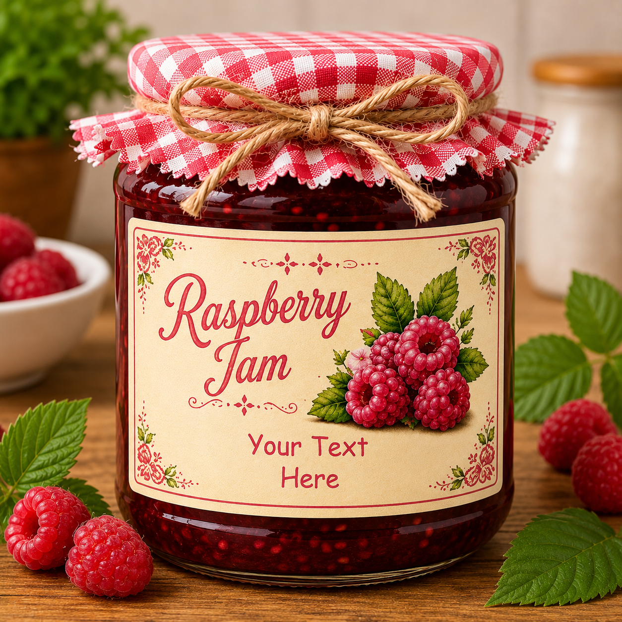 21 Personalised Raspberry Jam Labels