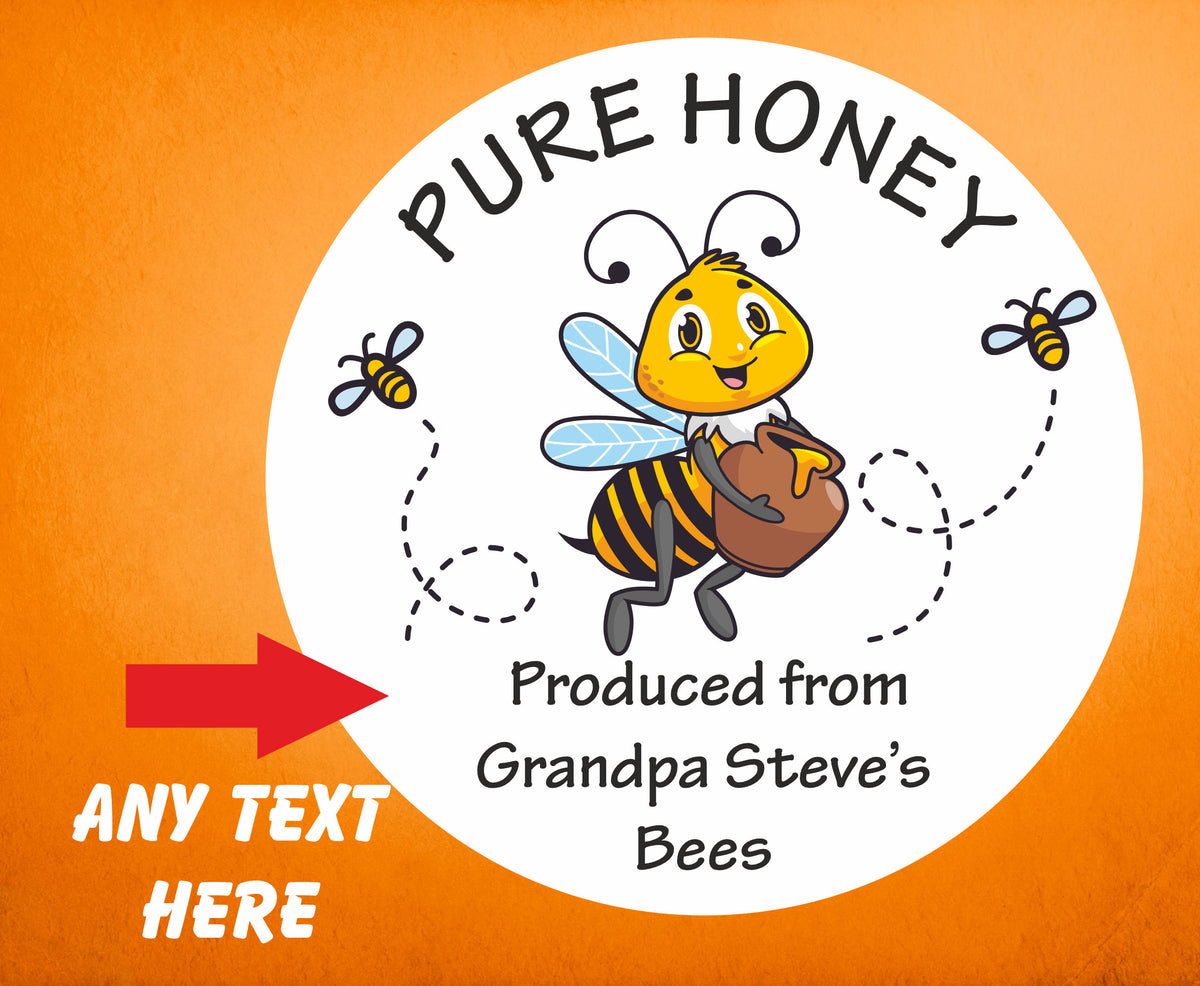 39 personalised bee design honey jar labels, stickers