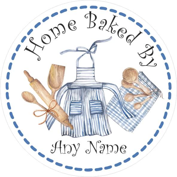 Personalised home baking stckers labels cooking apron design. for home bakes, cookies, cup cake boxes or bags