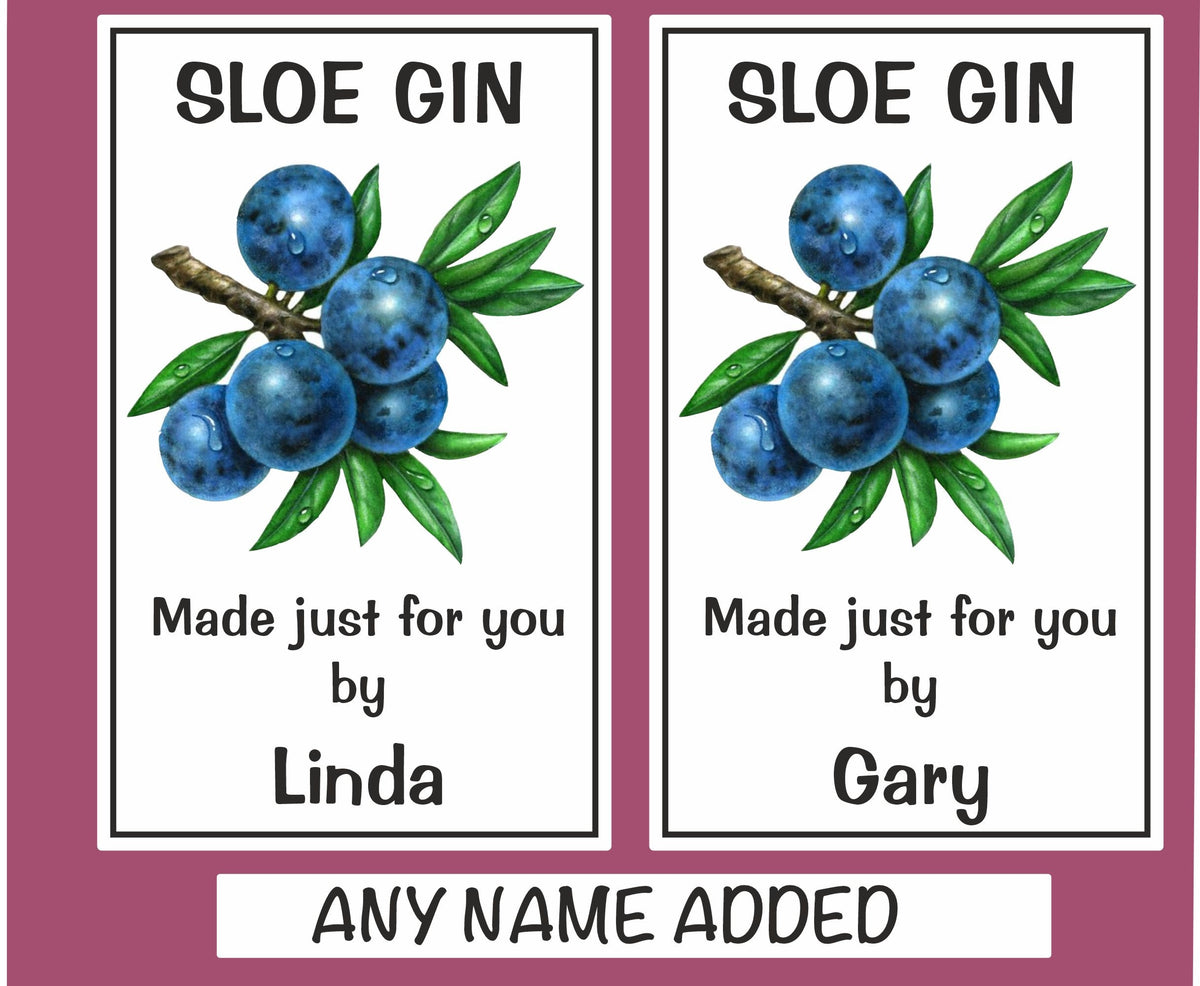 8 personalised sloe gin bottle labels great christmas gift, stocking filler, neighbour etc