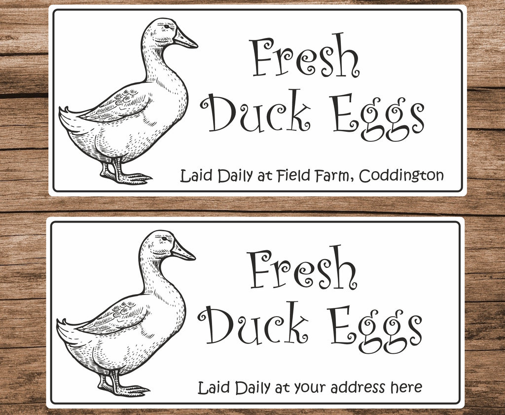 34 Personalised Egg Box Stickers/Labels Fresh Duck Eggs Laid Daily / any name or address printed
