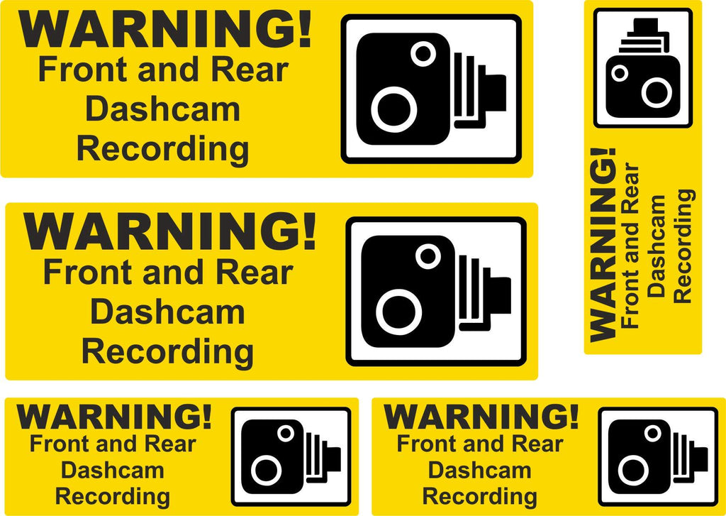 Dash cam recording weatherproof warning stickers set of 5 taxi car minibus van etc dashcam