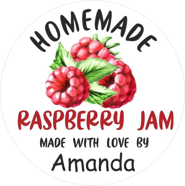 39 personalised raspberry jam jar labels, stickers