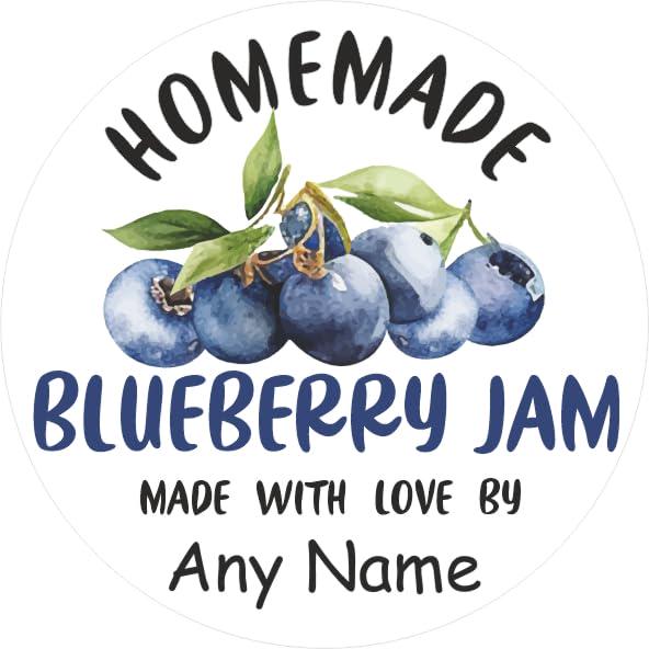39 personalised blueberry jam jar labels, stickers