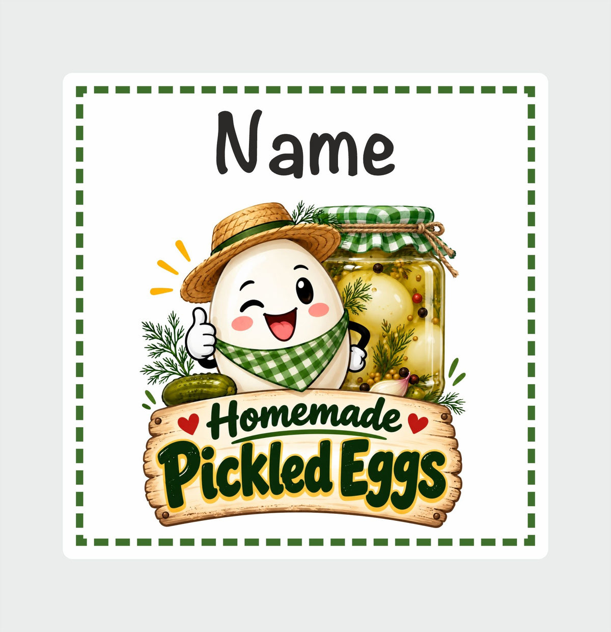 39 Personalised Homemade Pickled Eggs Labels 50mm Any Name Printed