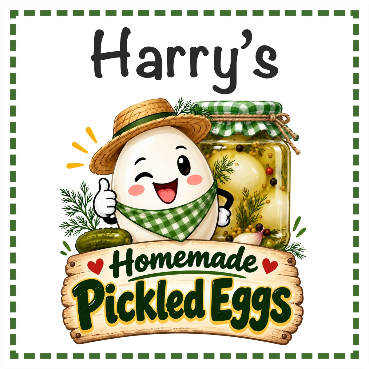 39 Personalised Homemade Pickled Eggs Labels 50mm Any Name Printed