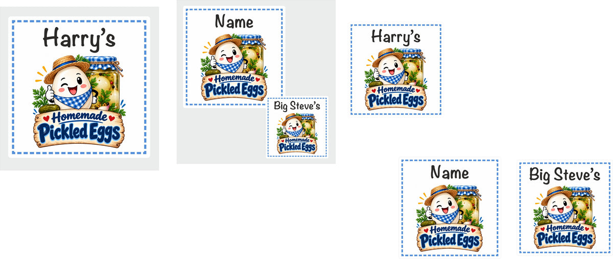 39 Personalised Pickled Eggs Jar Label Any Name added size 50mm square