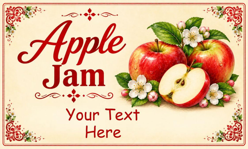 21 Personalised Apple Jam Jar Labels – Homemade Preserve Stickers – Add Your Own Name