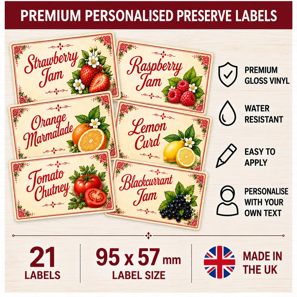21 Personalised Apricot Jam Jar Labels – Homemade Preserve Stickers – Add Your Own Name