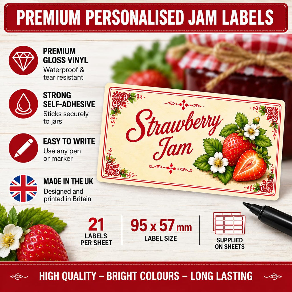 21 Personalised Fruit Chutney Jar Labels – Homemade Preserve Stickers – Add Your Own Name