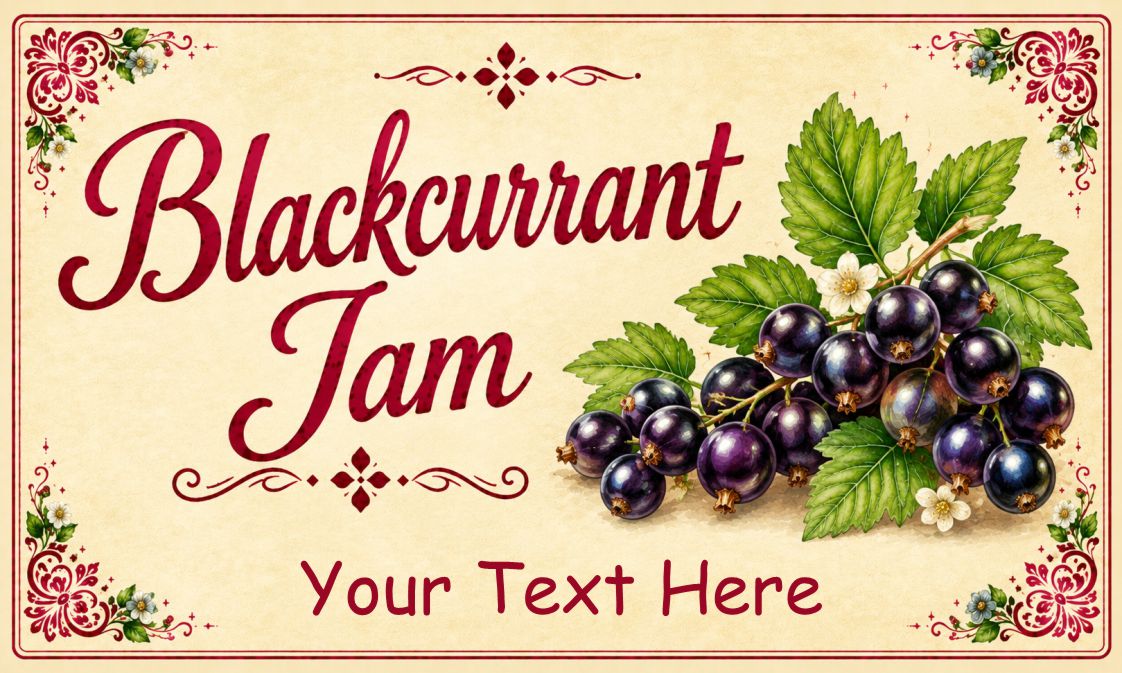 21 Personalised Blackcurrant Jam Jar Labels – Homemade Preserve Stickers – Add Your Own Name