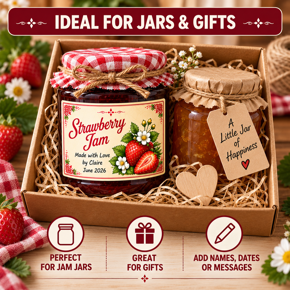 21 Personalised Blackcurrant Jam Jar Labels – Homemade Preserve Stickers – Add Your Own Name
