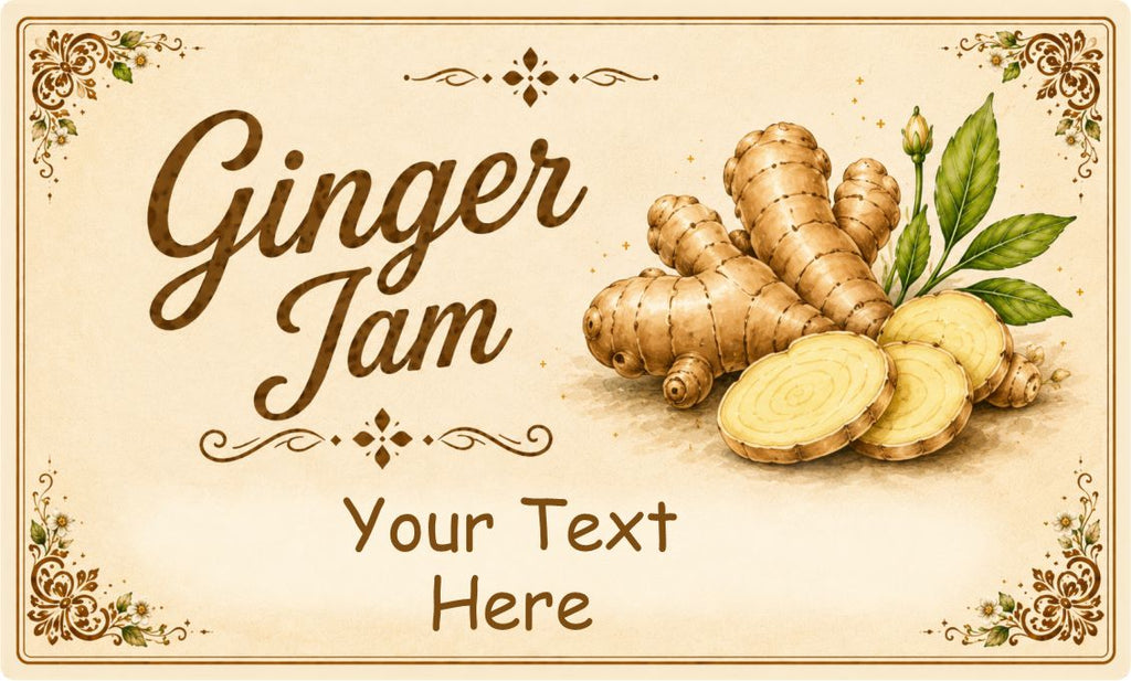 21 personalised ginger jam labels