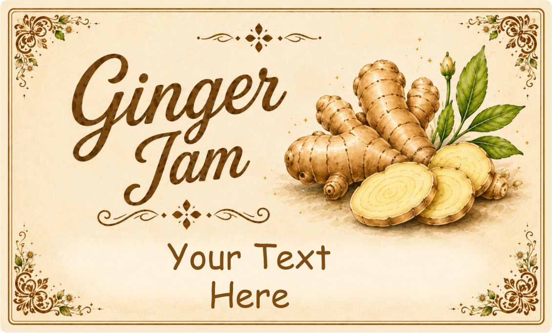 21 personalised ginger jam labels