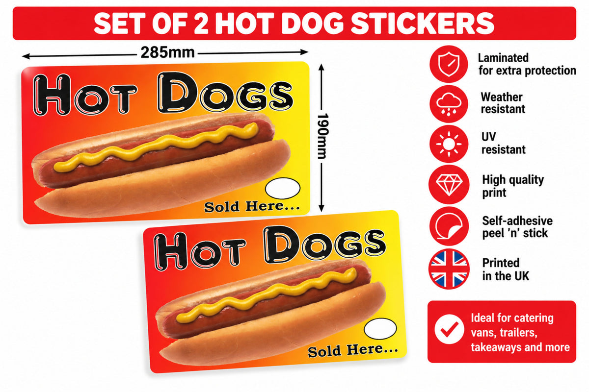 2x Hot Dog catering stickers