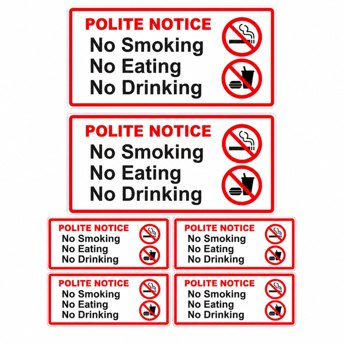 6 No Smoking Eating Drinking  Laminated  Vinyl  Stickers Taxi  Car Van  Hire etc