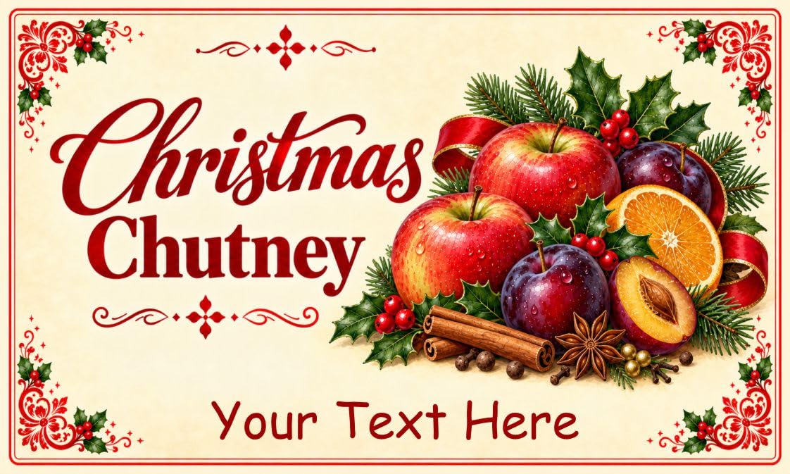 21 Personalised Christmas Chutney Jar Labels – Homemade Preserve Stickers – Add Your Own Name