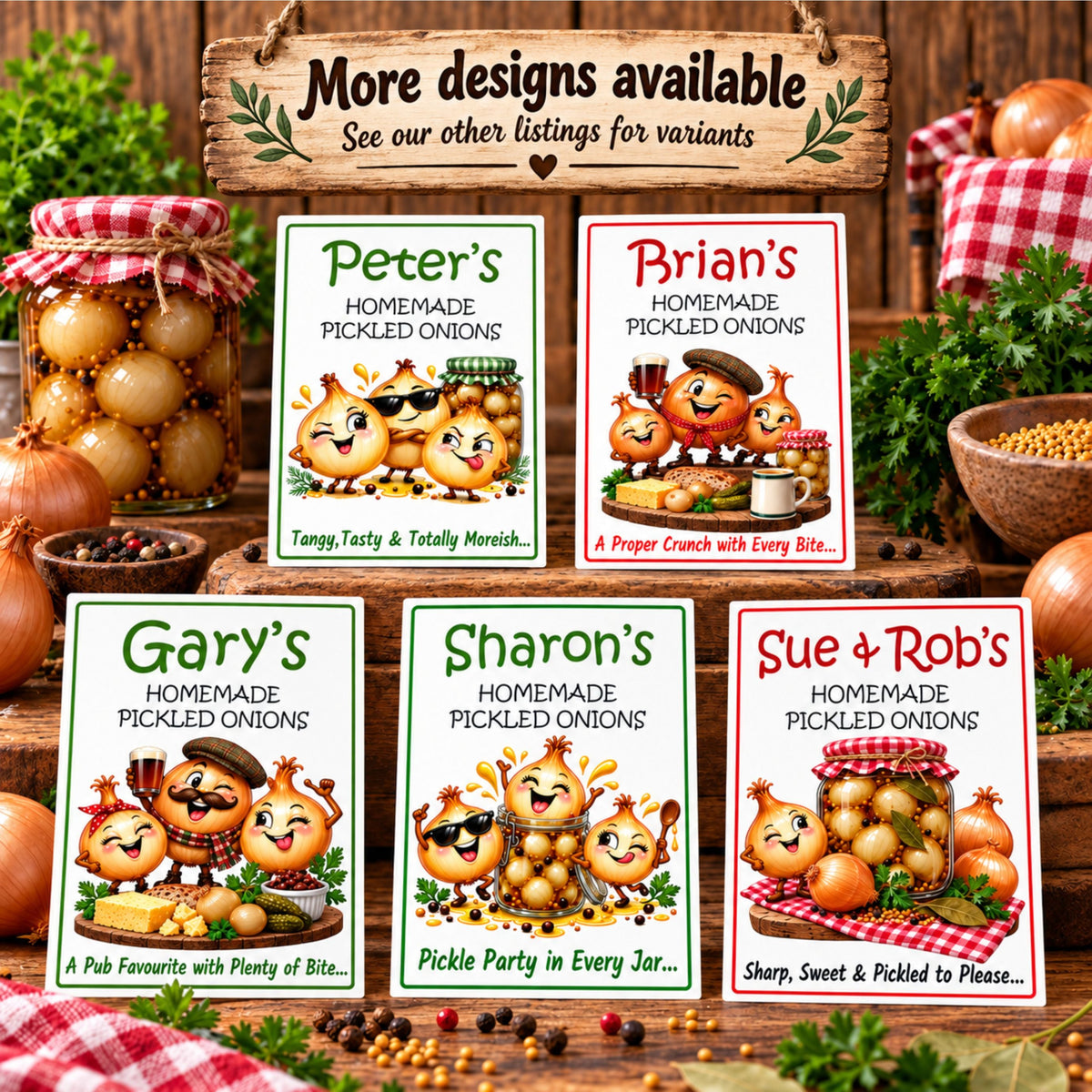 26 Personalised Homemade Pickled Onion Labels – Sharp & Sweet Design – Any Name