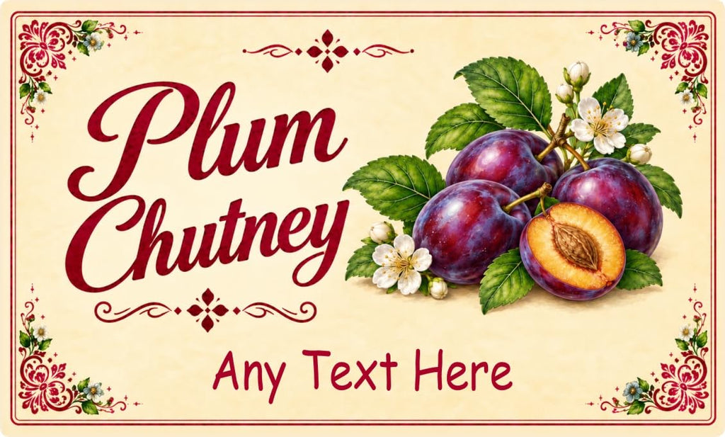 21 Personalised Plum Chutney Jar Labels – Homemade Preserve Stickers – Add Your Own Name