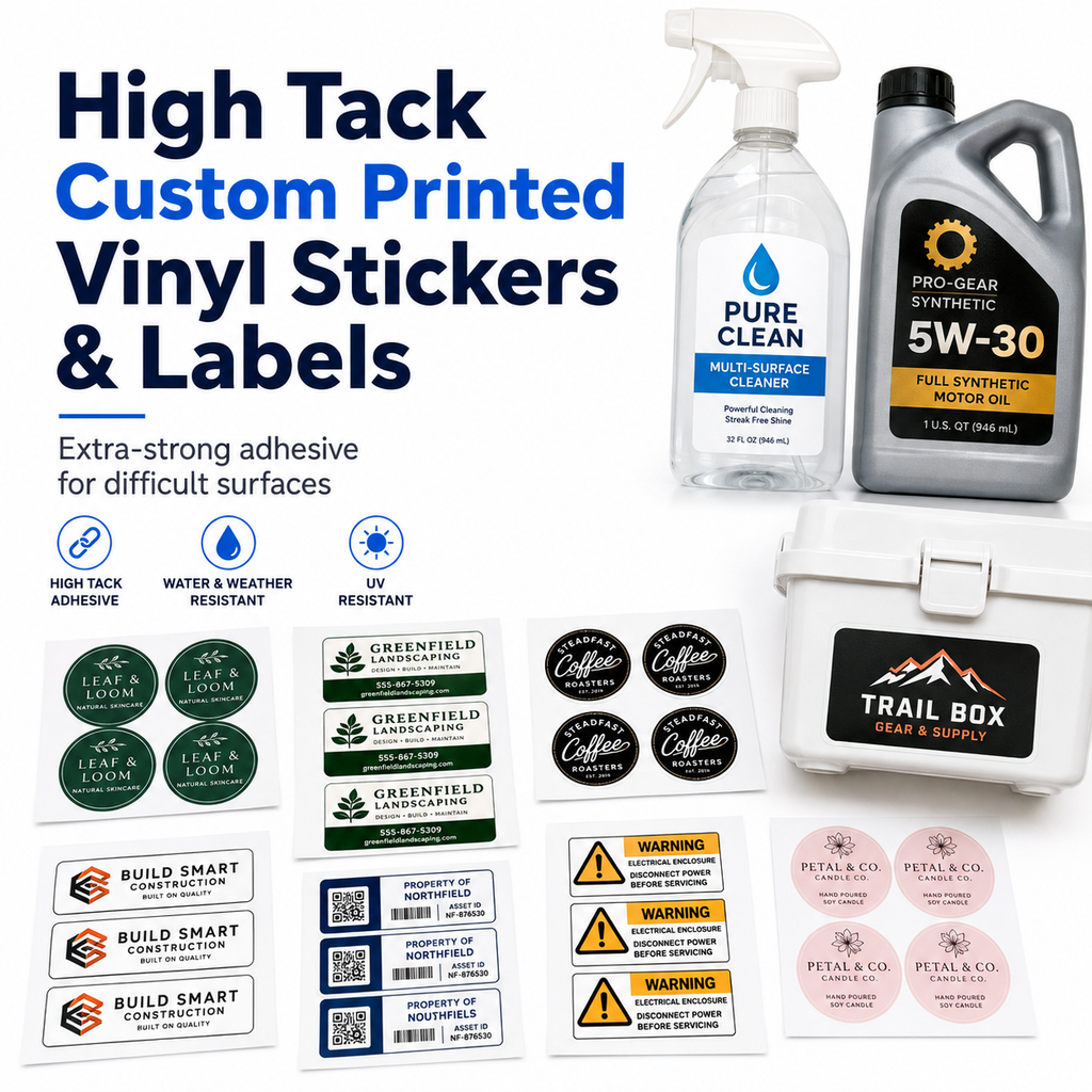 High Tack Custom Printed Vinyl Stickers & Labels