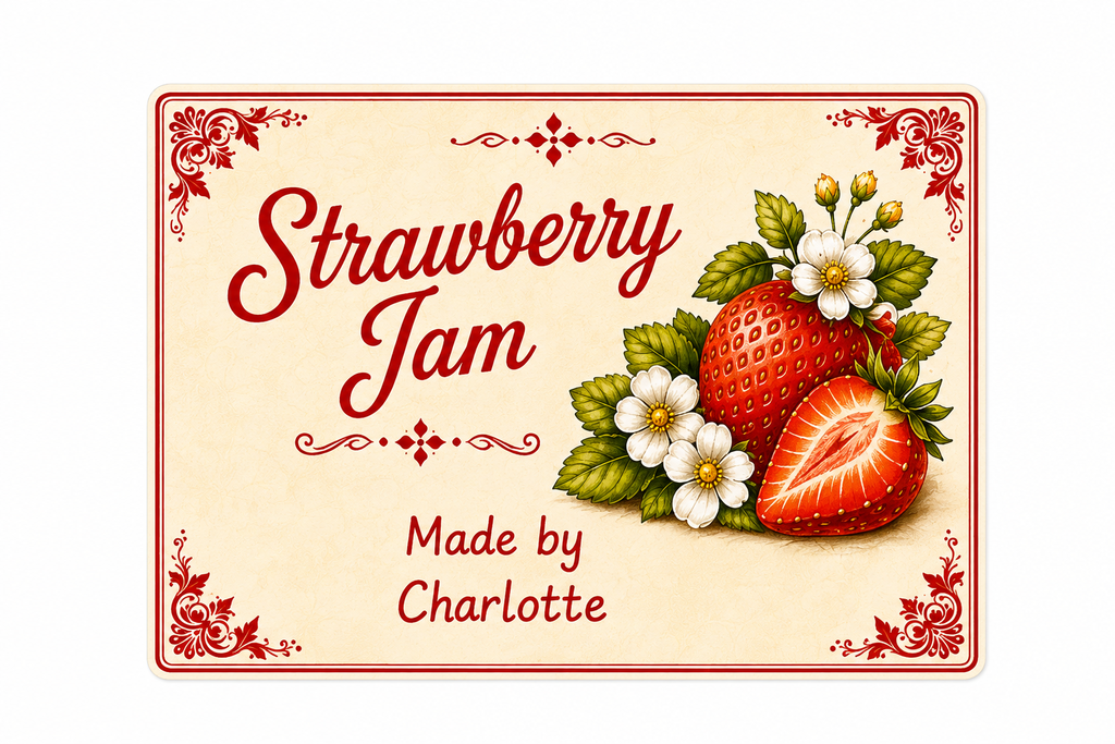 Personalised Strawberry Jam Jar Labels – 21 Premium Gloss Vinyl Stickers